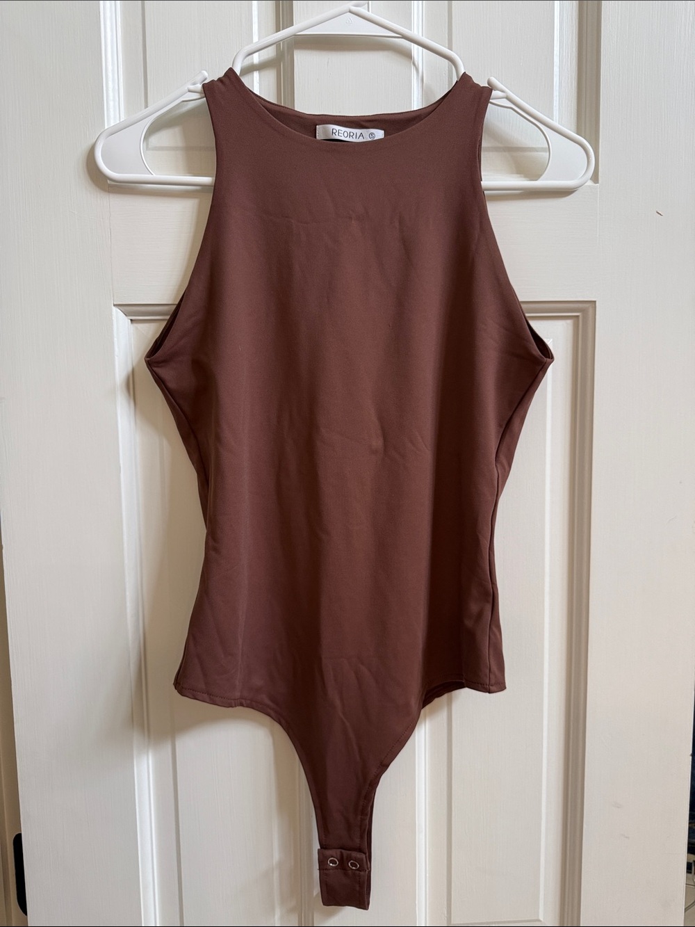 ReoRia Brown High-Neck Sleeveless Bodysuit